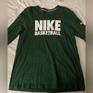 Nike Mens Basketball Long Sleeve Shirt Size L Green Regular Fit  100% Cotton